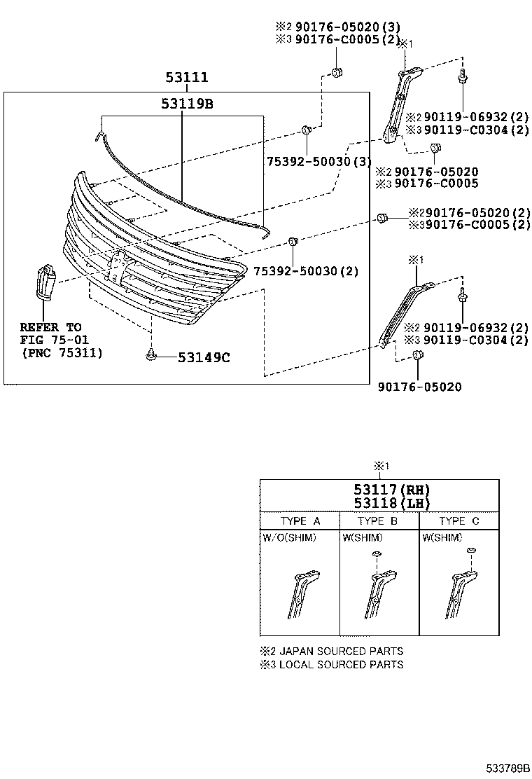 53100-0N080-B0 GRILLE, RADIATOR product image