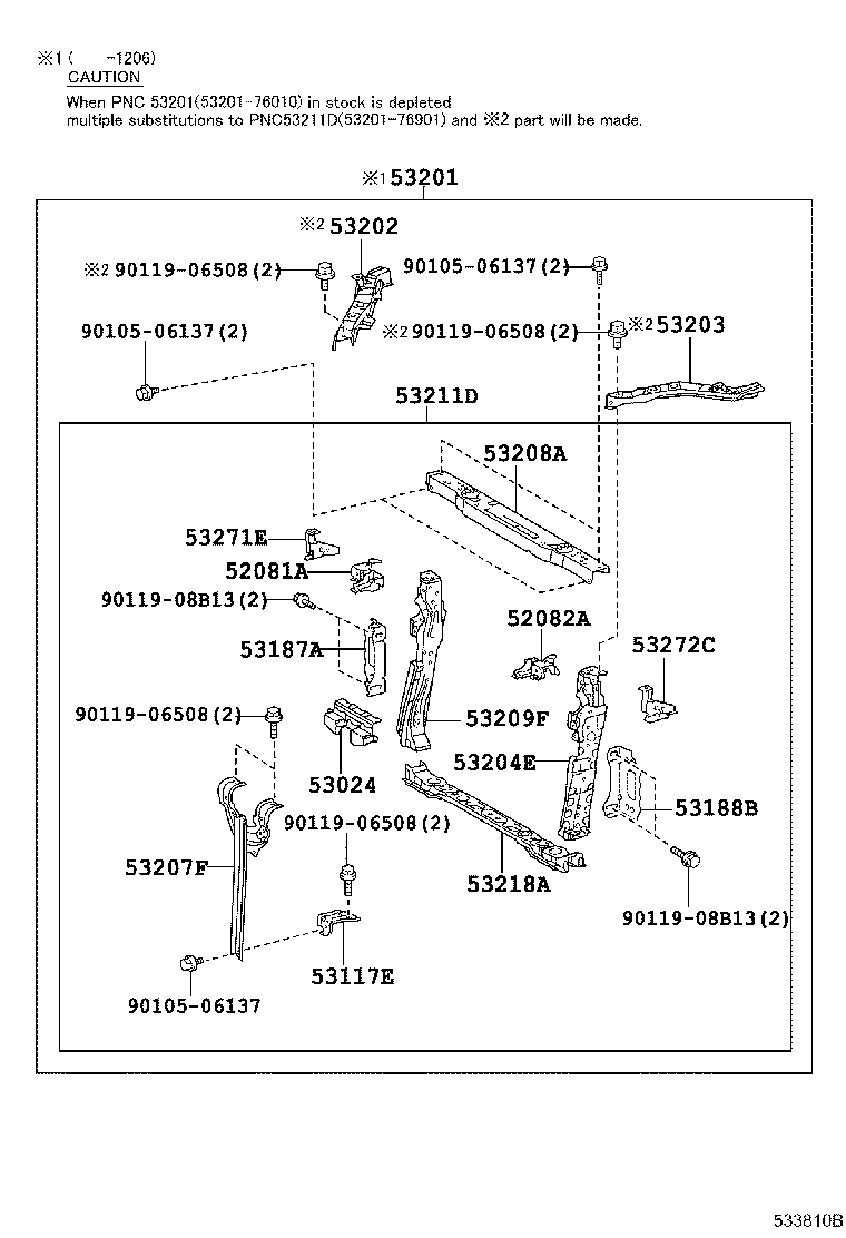 53204-75010 BRACE SUB-ASSY, RADIATOR SUPPORT TO CROSS MEMBER, LH product image