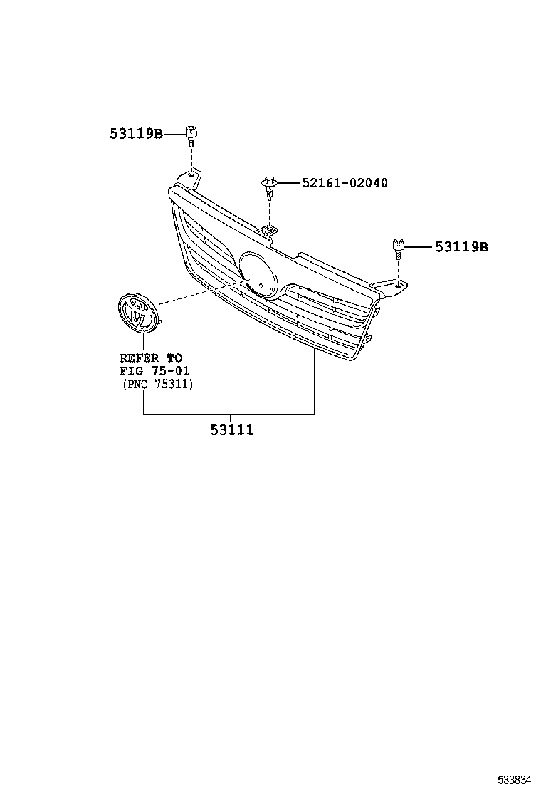 53101-YK040 GRILLE, RADIATOR product image