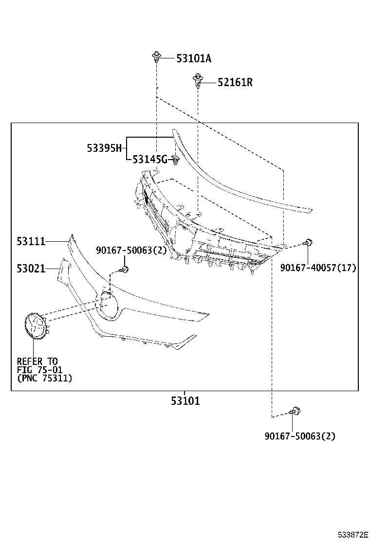 53111-07040 GRILLE, RADIATOR product image