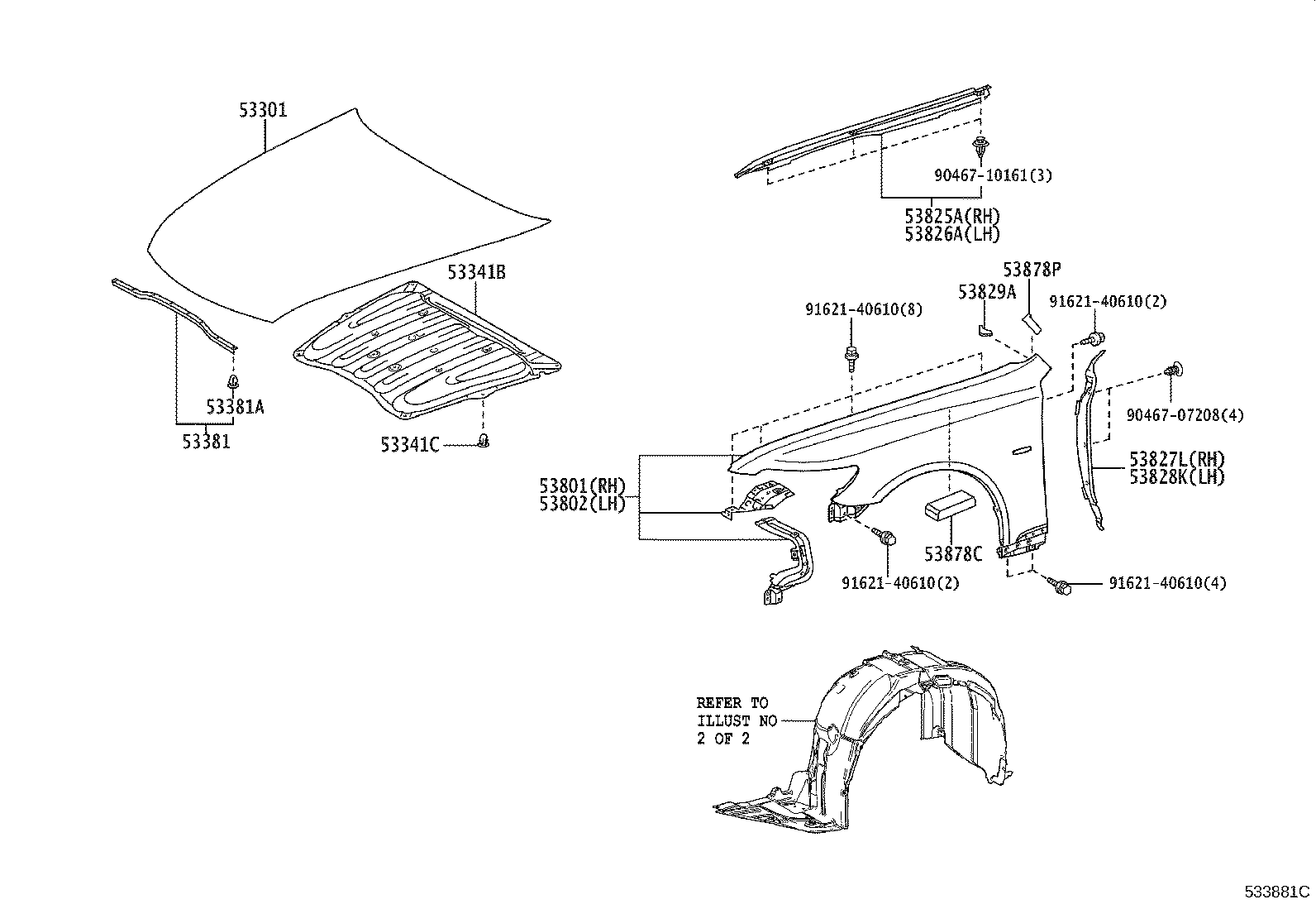 53802-50200 FENDER SUB-ASSY, FRONT LH product image