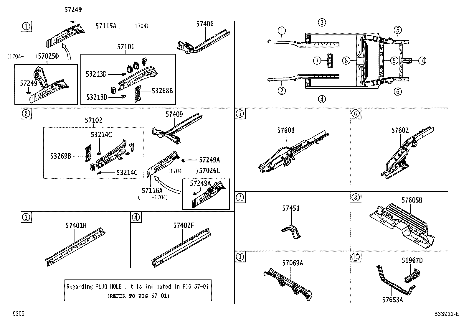 57102-BZ480 MEMBER SUB-ASSY, FRONT SIDE, LH product image