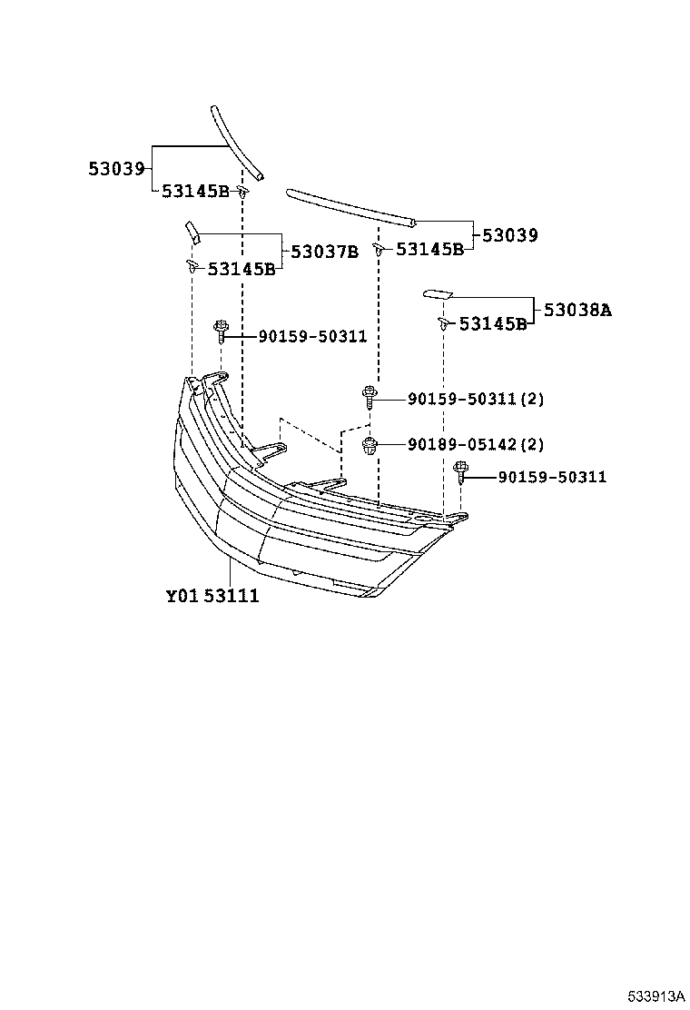53101-58130 GRILLE, RADIATOR product image