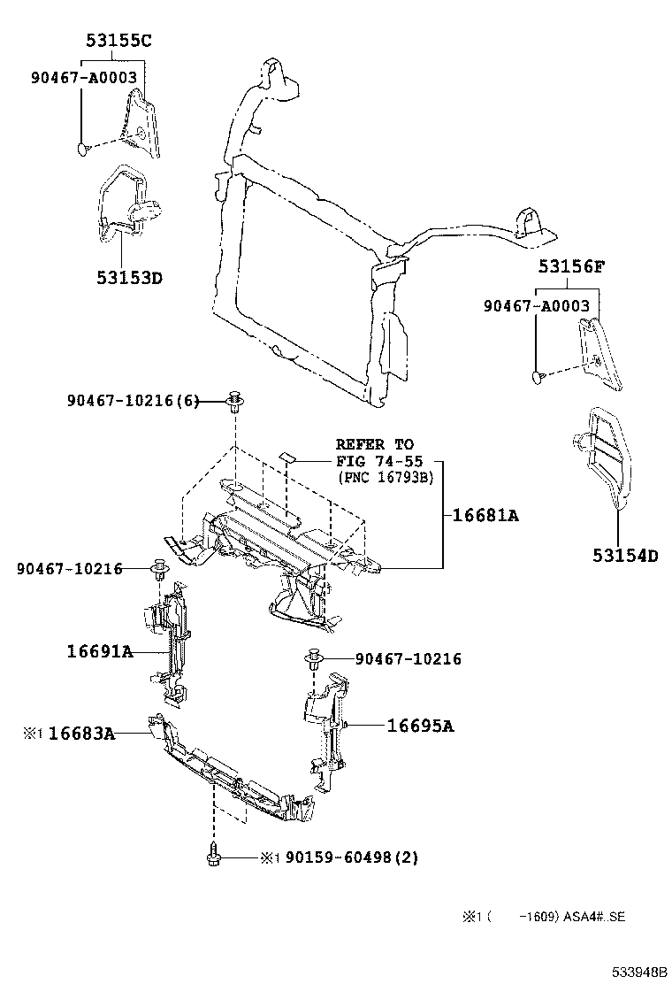 53155-0R010 SEAL, RADIATOR GRILLE, NO.1 product image