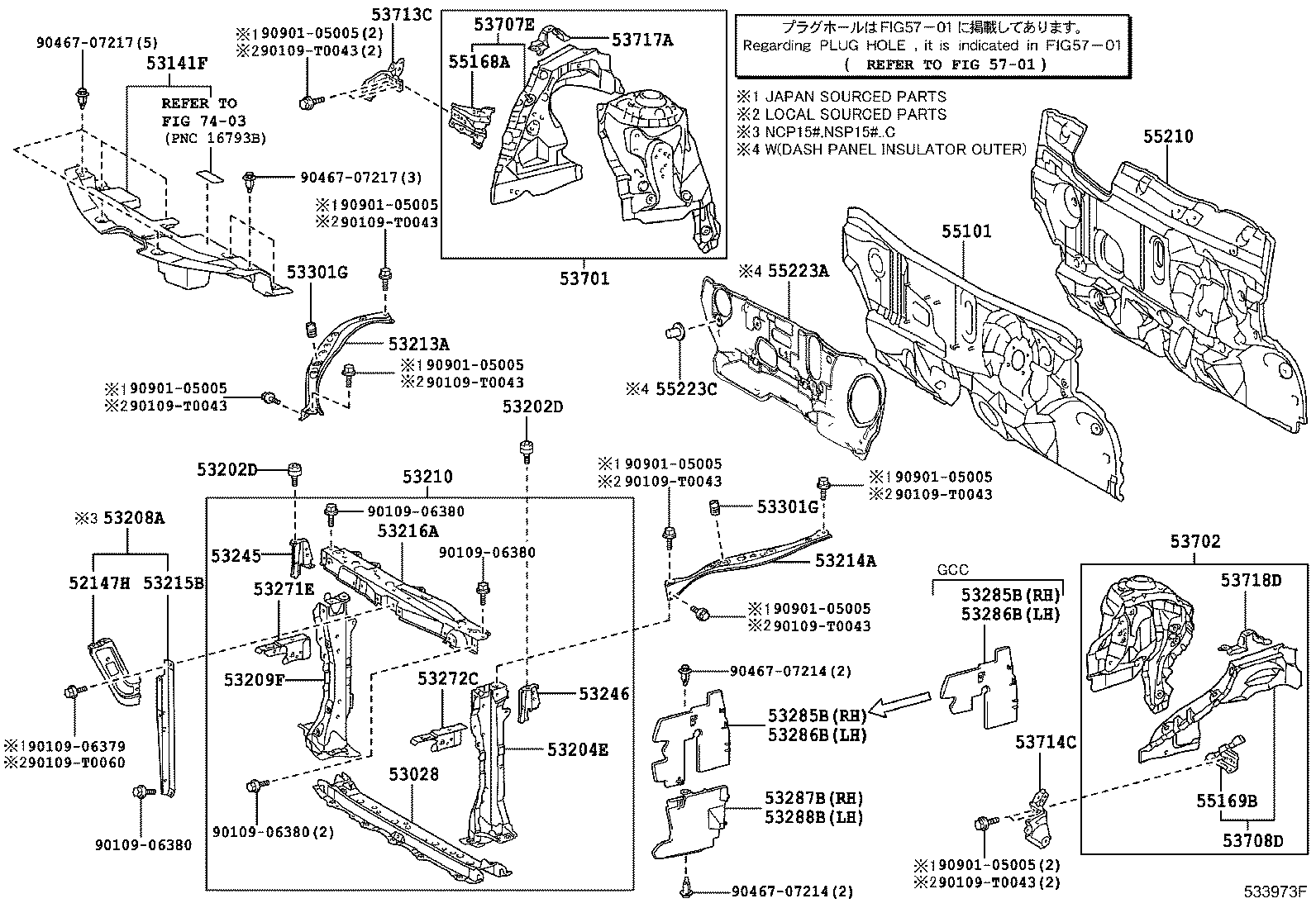 53028-0D110 SUPPORT SUB-ASSY, RADIATOR, LOWER product image