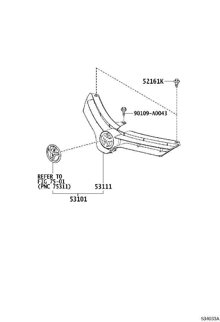 53111-02760 GRILLE, RADIATOR product image