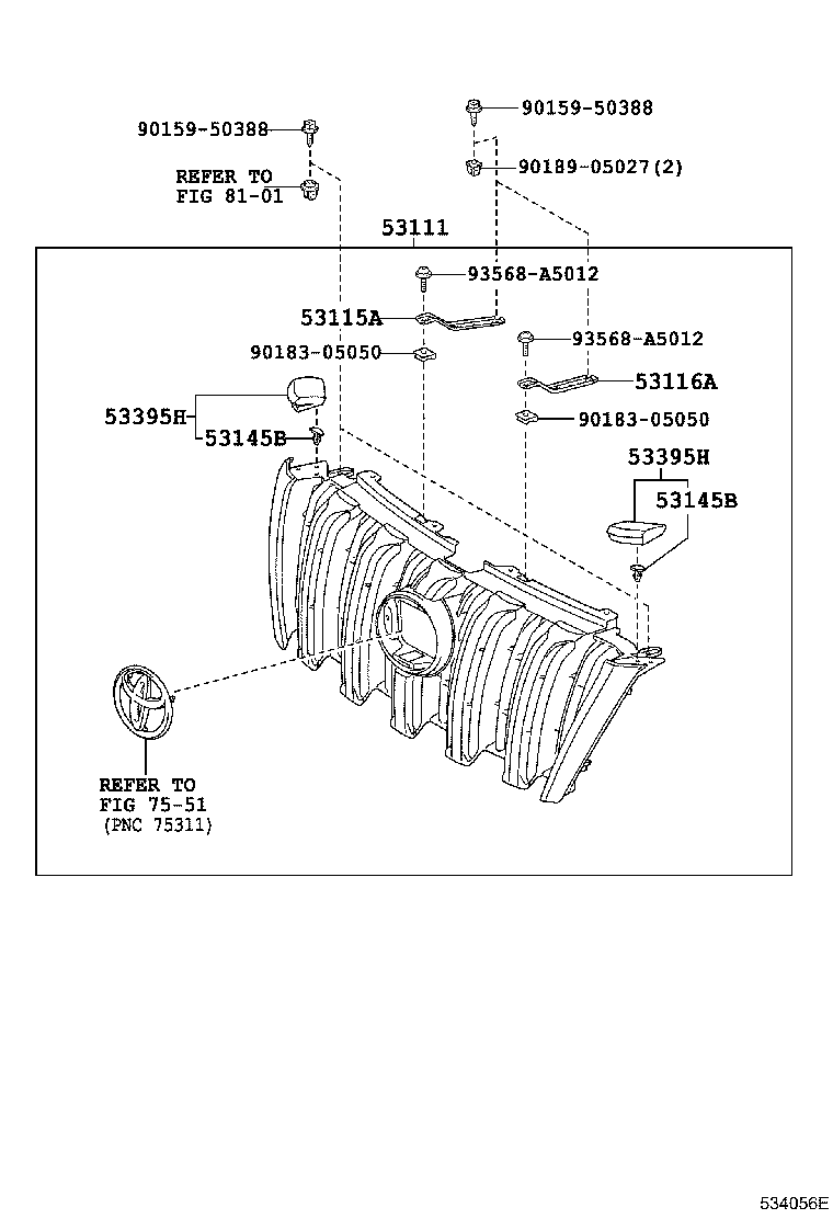 53101-60C20 GRILLE, RADIATOR product image