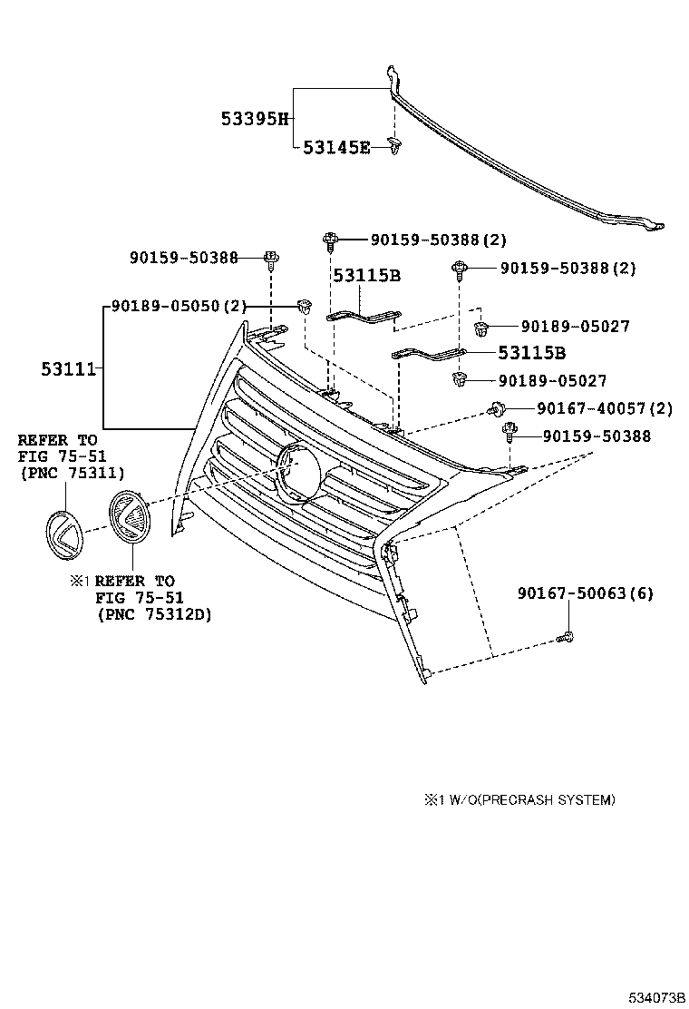 53111-60880 GRILLE, RADIATOR product image