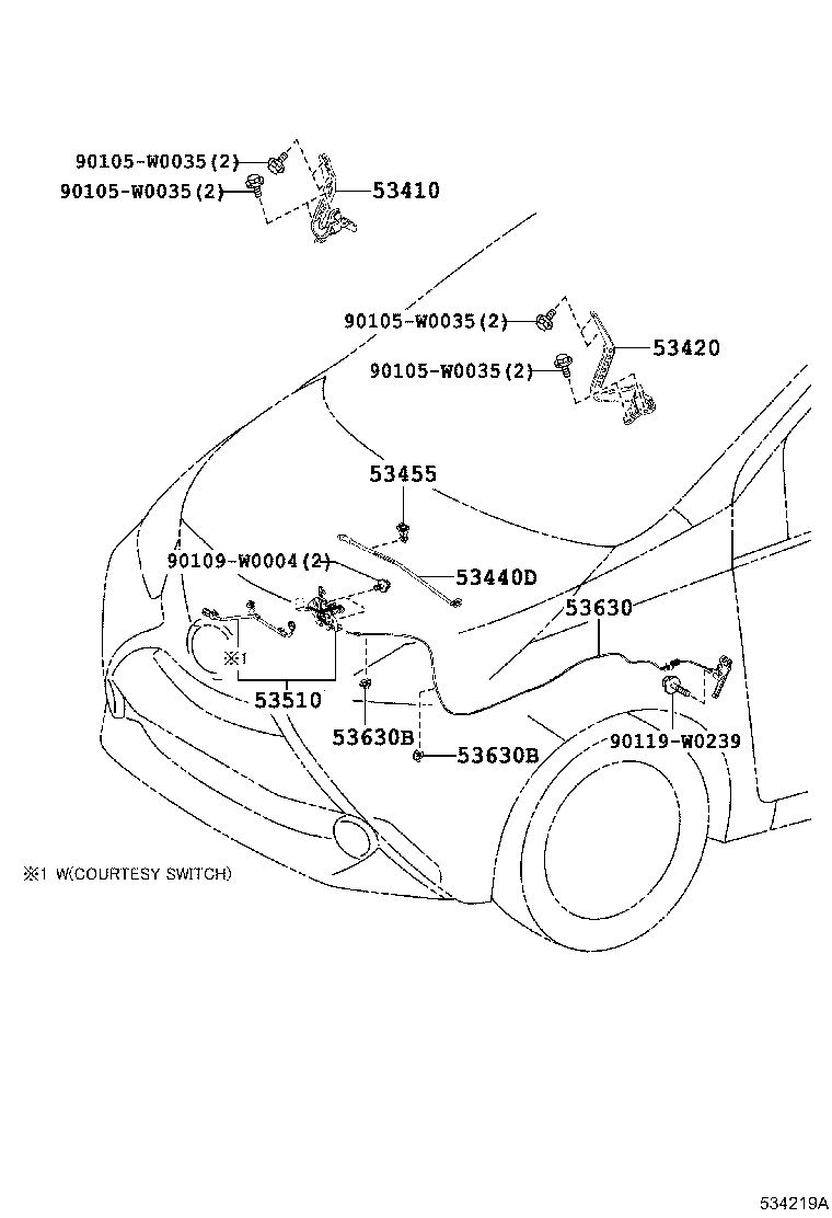 53455-0H030 CLAMP, HOOD SUPPORT ROD product image