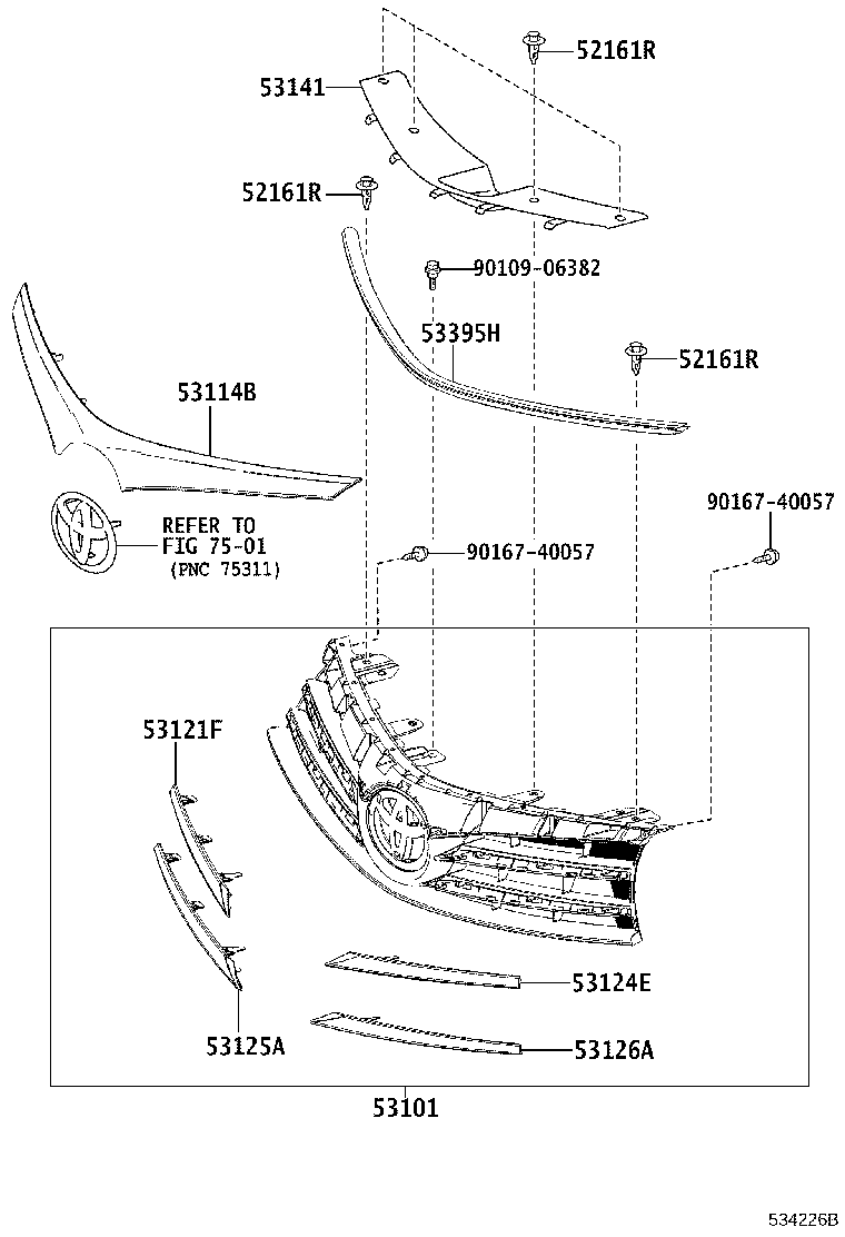 53114-02500 GRILLE, RADIATOR, UPPER product image