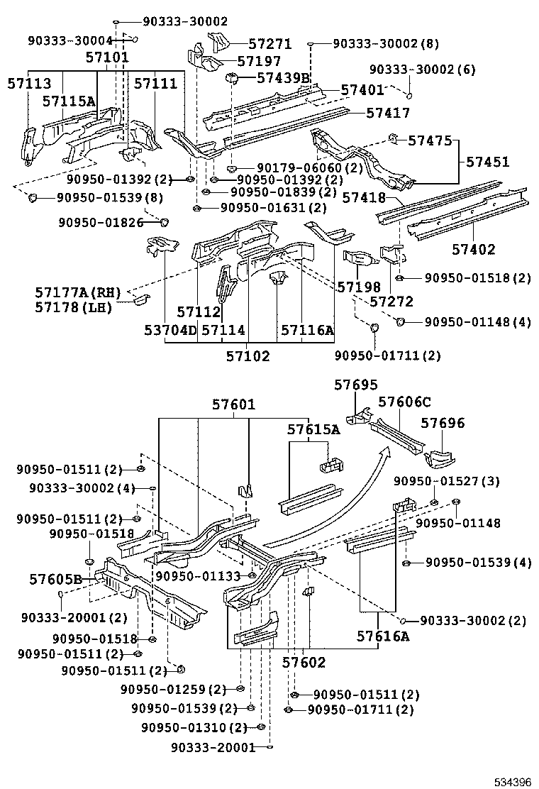 57606-21040 MEMBER SUB-ASSY, REAR ABSORBER MOUNTING product image