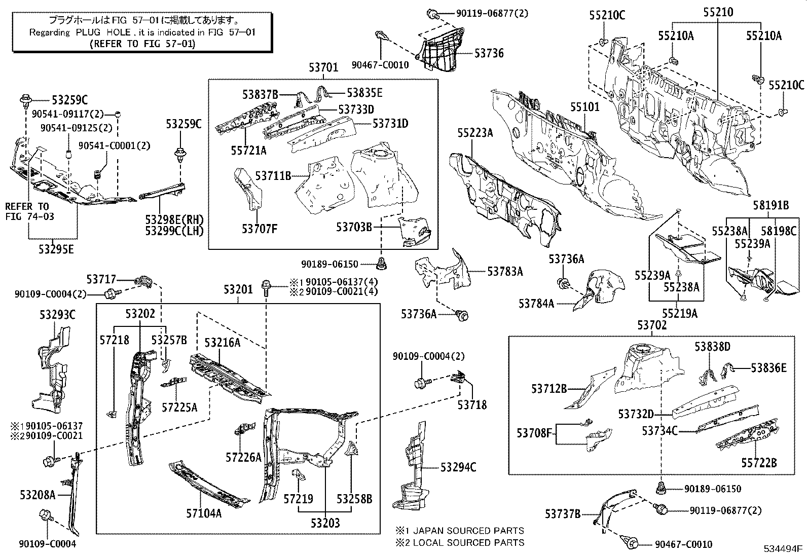 53208-0E080 SUPPORT SUB-ASSY, HOOD LOCK product image
