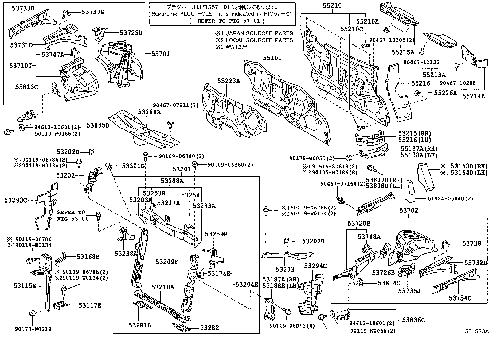 53204-05010 BRACE SUB-ASSY, RADIATOR SUPPORT TO CROSS MEMBER, LH product image