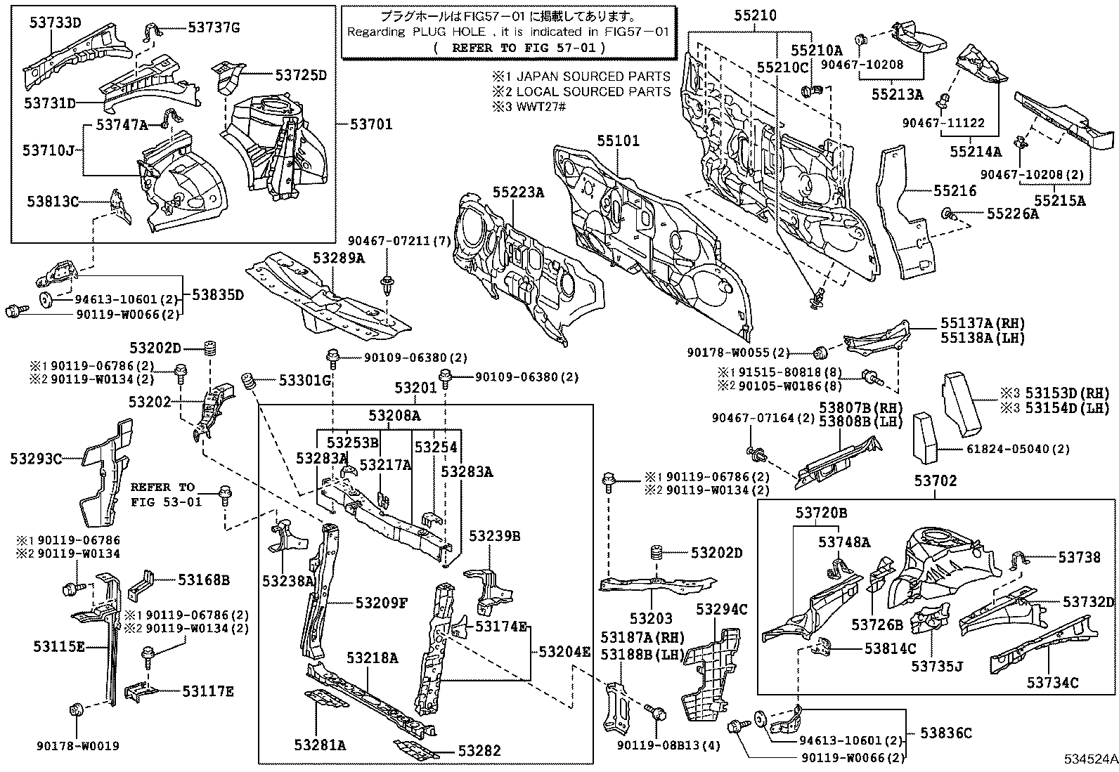 53204-05010 BRACE SUB-ASSY, RADIATOR SUPPORT TO CROSS MEMBER, LH product image