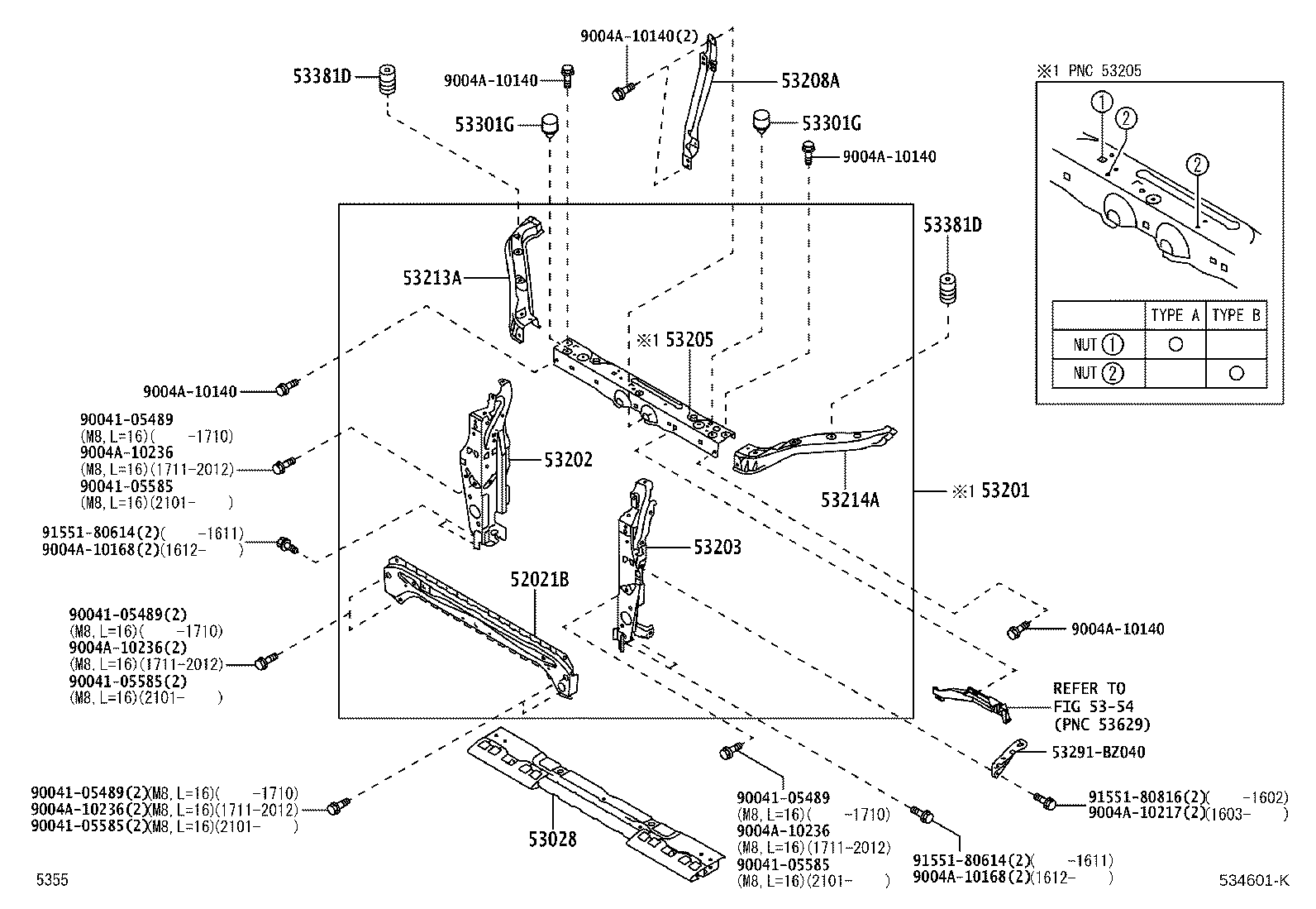 53208-BZ110 SUPPORT SUB-ASSY, HOOD LOCK product image