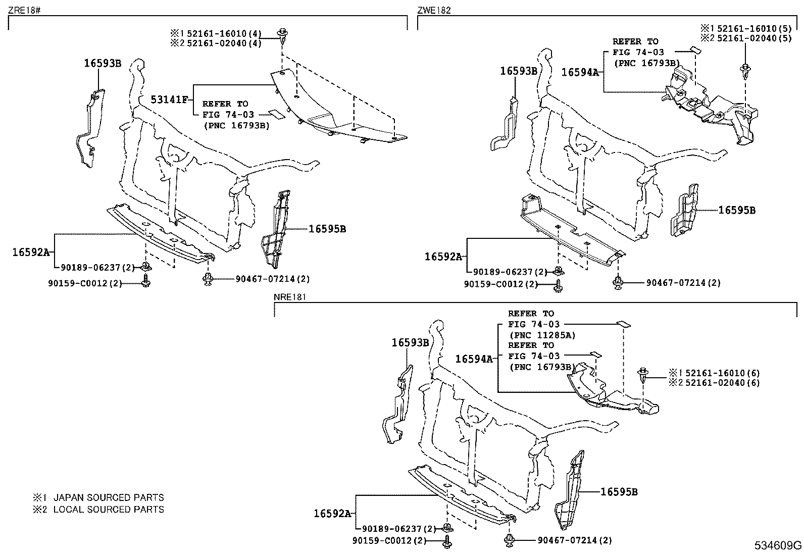 16593-0T010 GUIDE, RADIATOR AIR, NO.1 RH product image