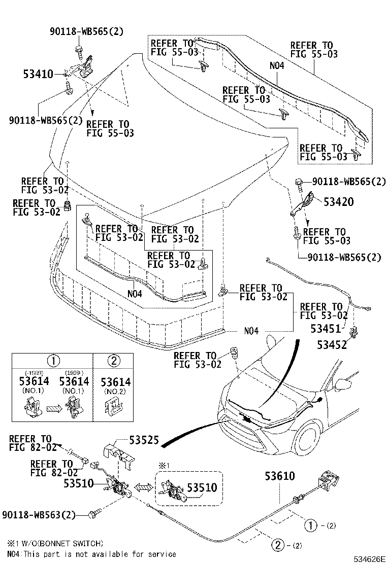 53614-WB003 CLAMP, HOOD LOCK CONTROL CABLE product image