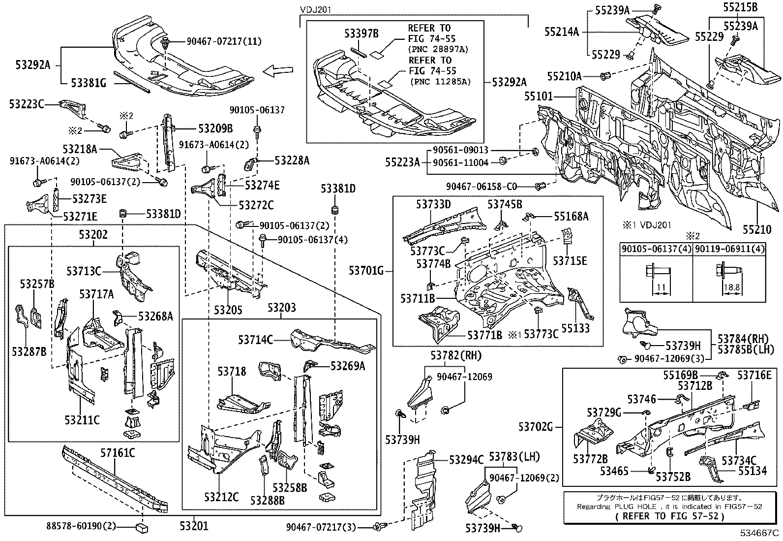 53209-60120 BRACE SUB-ASSY, HOOD LOCK SUPPORT product image
