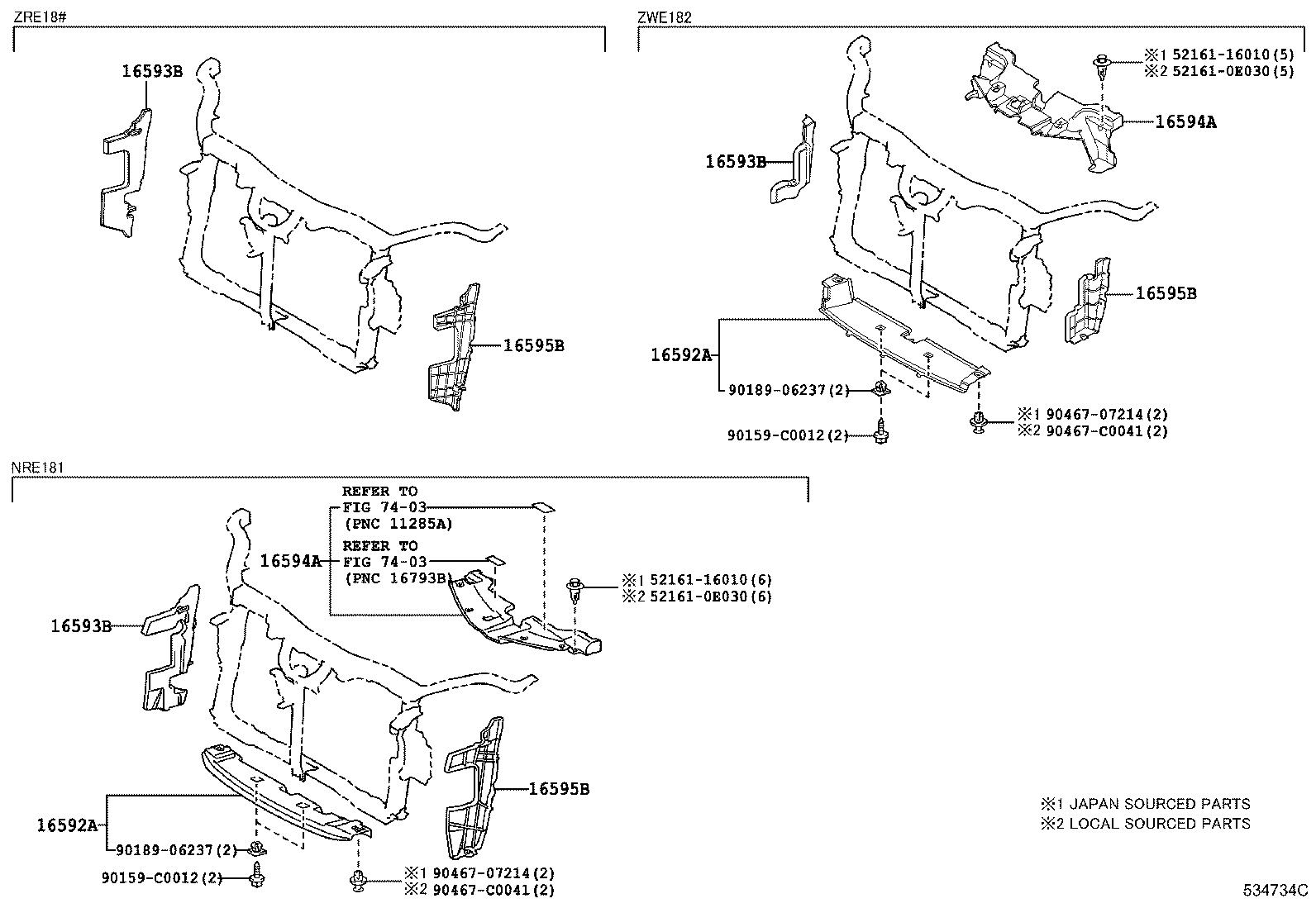 16593-0T020 GUIDE, RADIATOR AIR, NO.1 RH product image