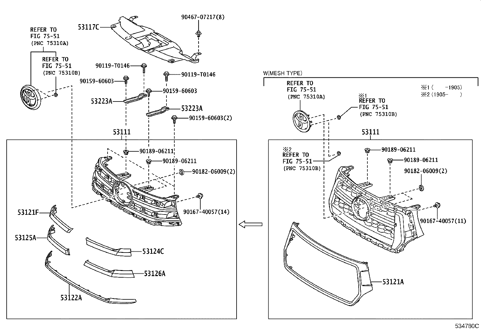 53100-YP900 GRILLE, RADIATOR product image