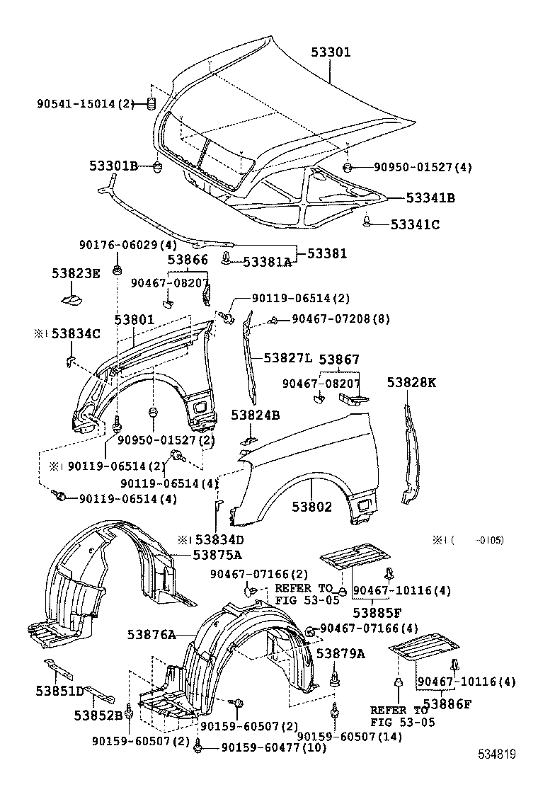 53802-50160 FENDER SUB-ASSY, FRONT LH product image