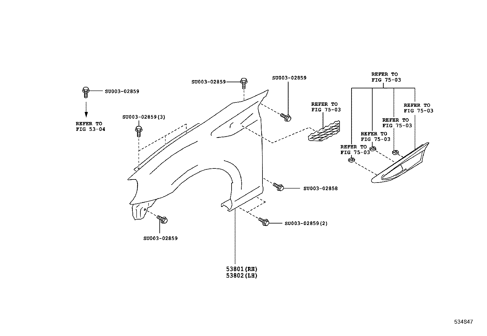 53801-18030 FENDER SUB-ASSY, FRONT RH product image