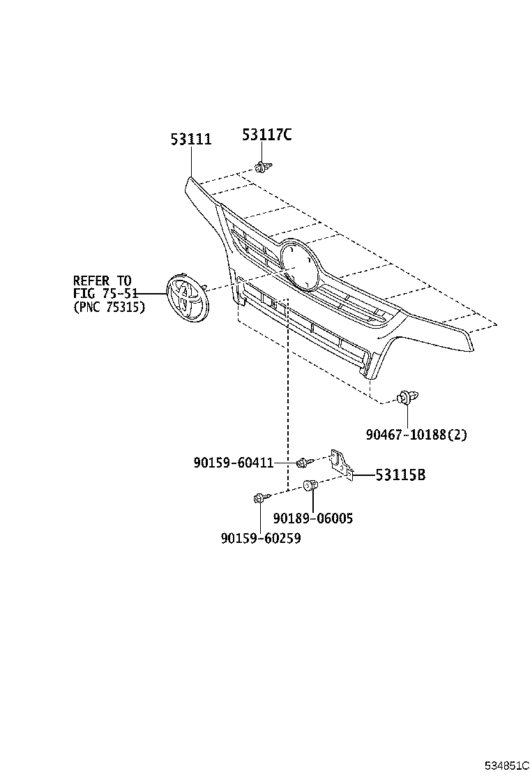 53114-37010 GRILLE, RADIATOR product image