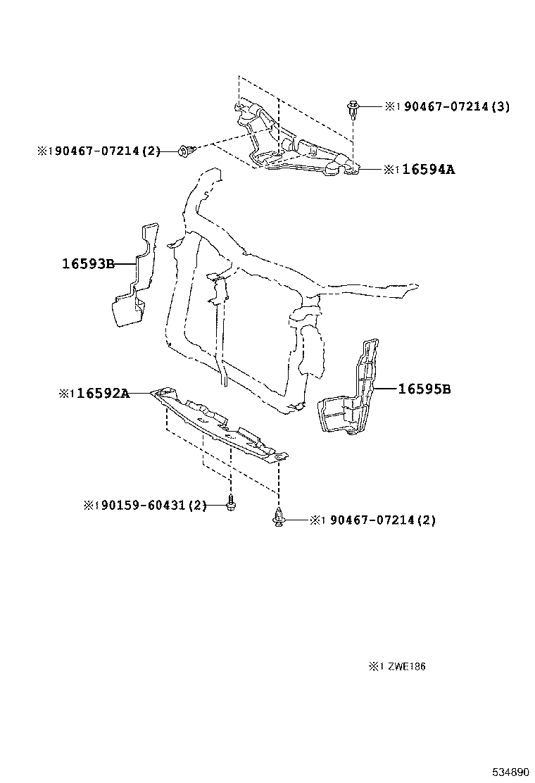 16595-37060 GUIDE, RADIATOR AIR, NO.1 LH product image