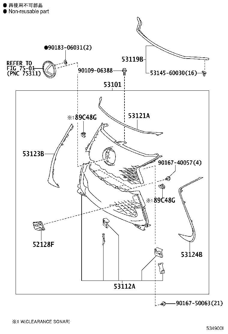 53149-46010 PROTECTOR, RADIATOR GRILLE, NO.2 product image