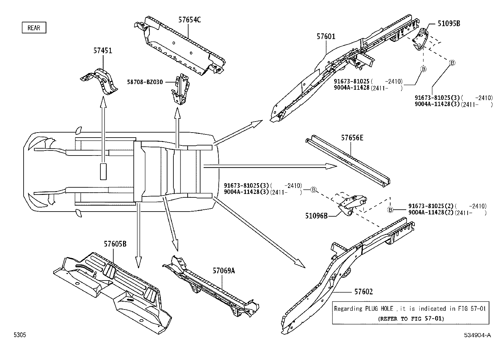 57025-BZ040 MEMBER SUB-ASSY, FRONT SIDE, OUTER RH product image
