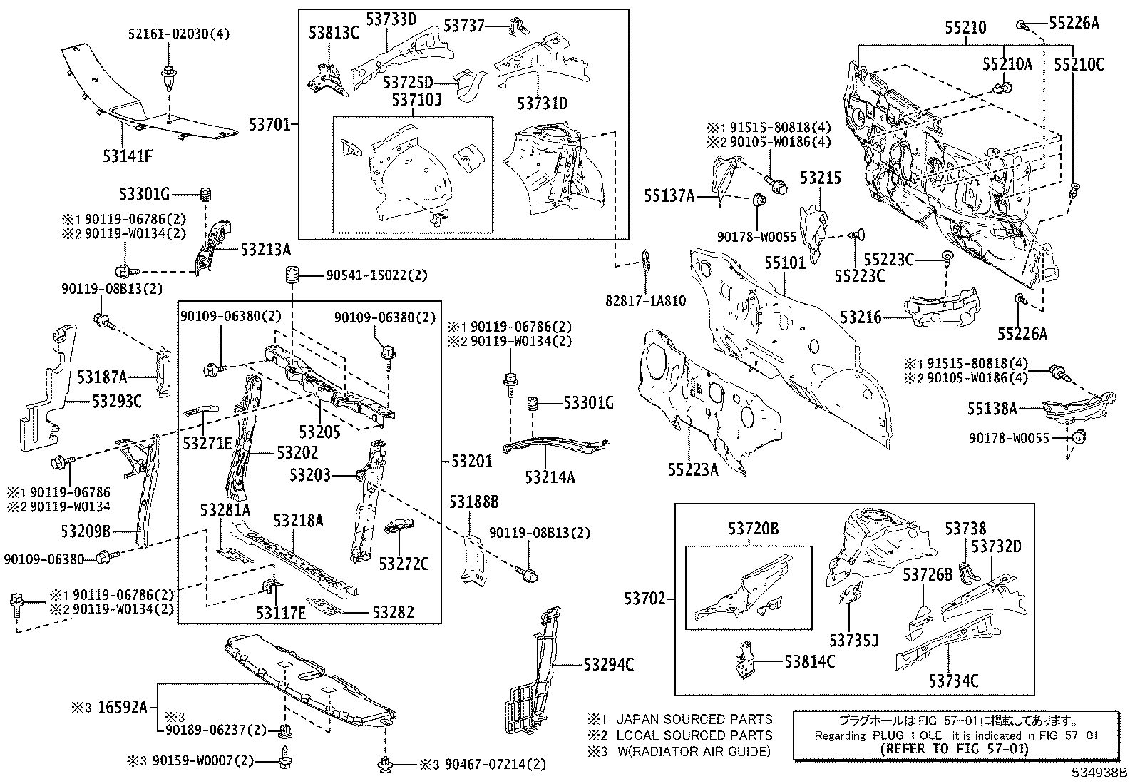 53203-02150 SUPPORT SUB-ASSY, RADIATOR, LH product image