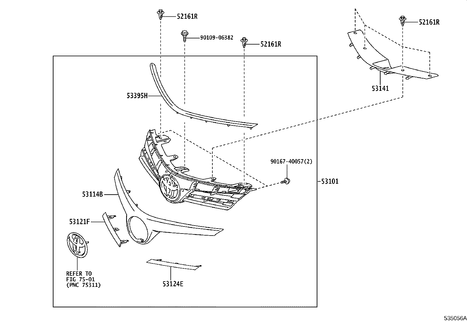 53114-02500 GRILLE, RADIATOR, UPPER product image