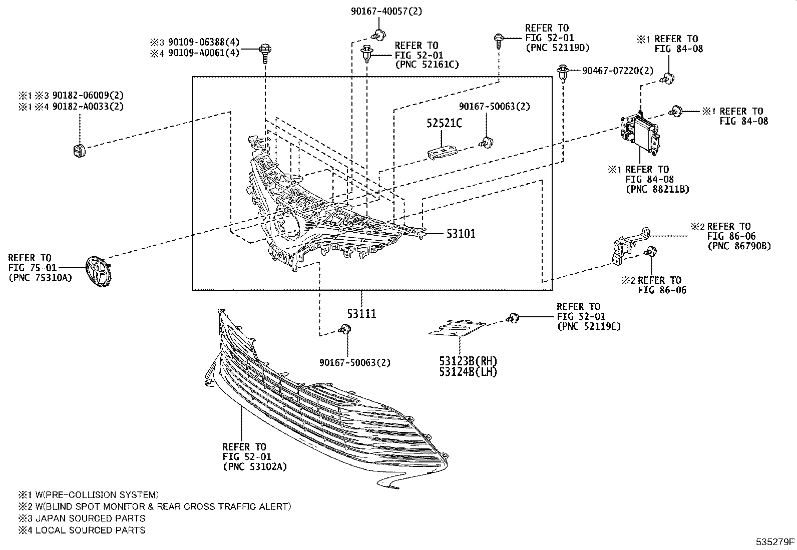 53111-06B60 GRILLE, RADIATOR product image