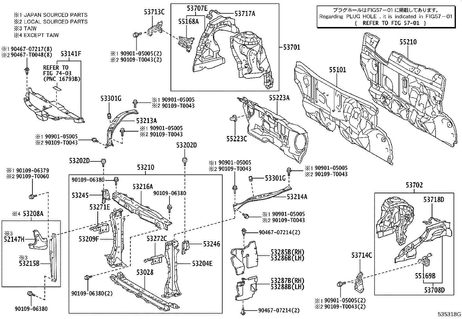 53028-0D110 SUPPORT SUB-ASSY, RADIATOR, LOWER product image