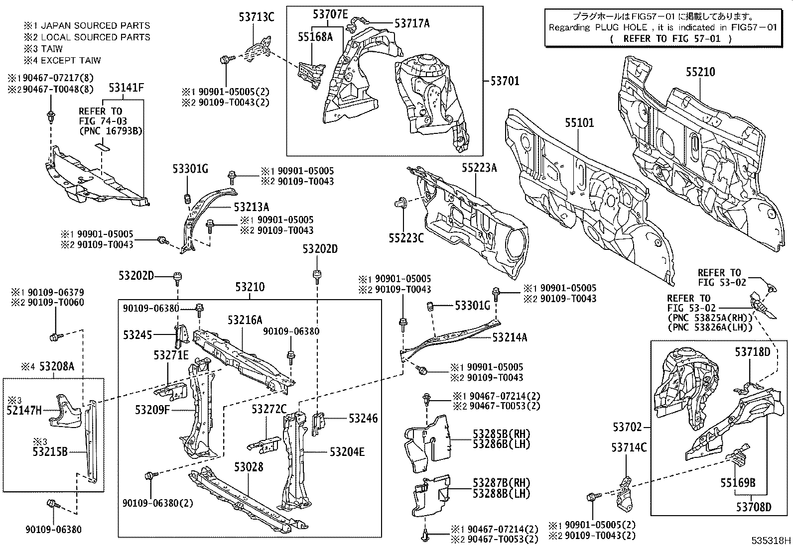 53028-0D070 SUPPORT SUB-ASSY, RADIATOR, LOWER product image