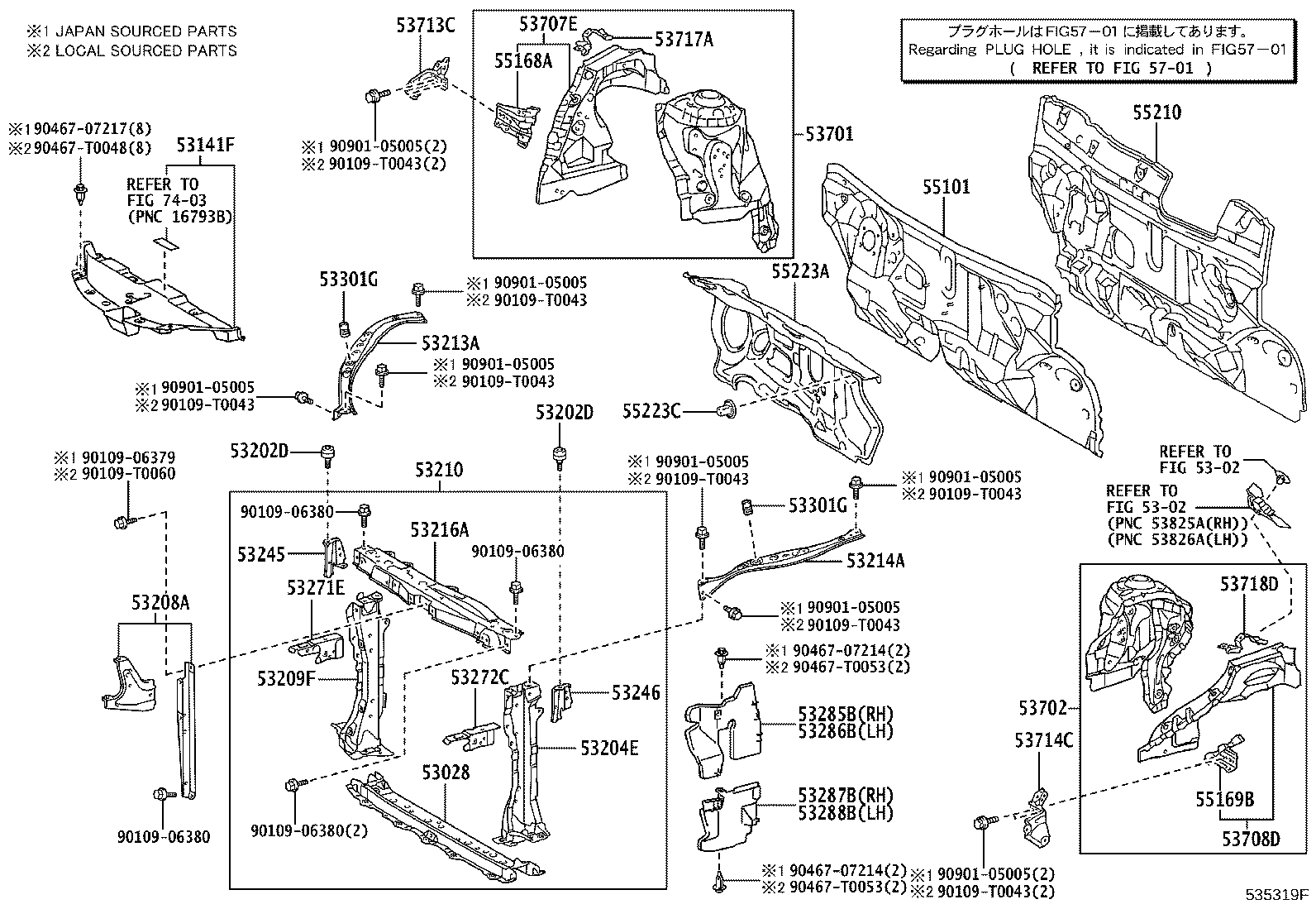 53028-0D070 SUPPORT SUB-ASSY, RADIATOR, LOWER product image