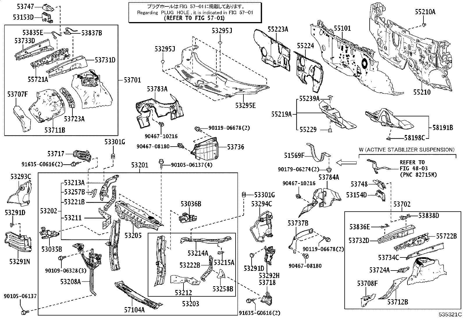 53021-48010 SUPPORT SUB-ASSY, HOOD LOCK product image