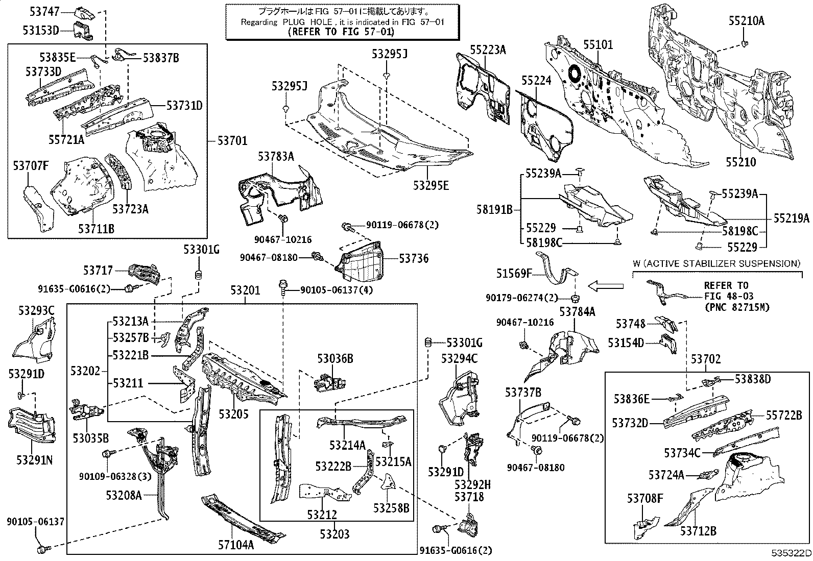 53021-48010 SUPPORT SUB-ASSY, HOOD LOCK product image