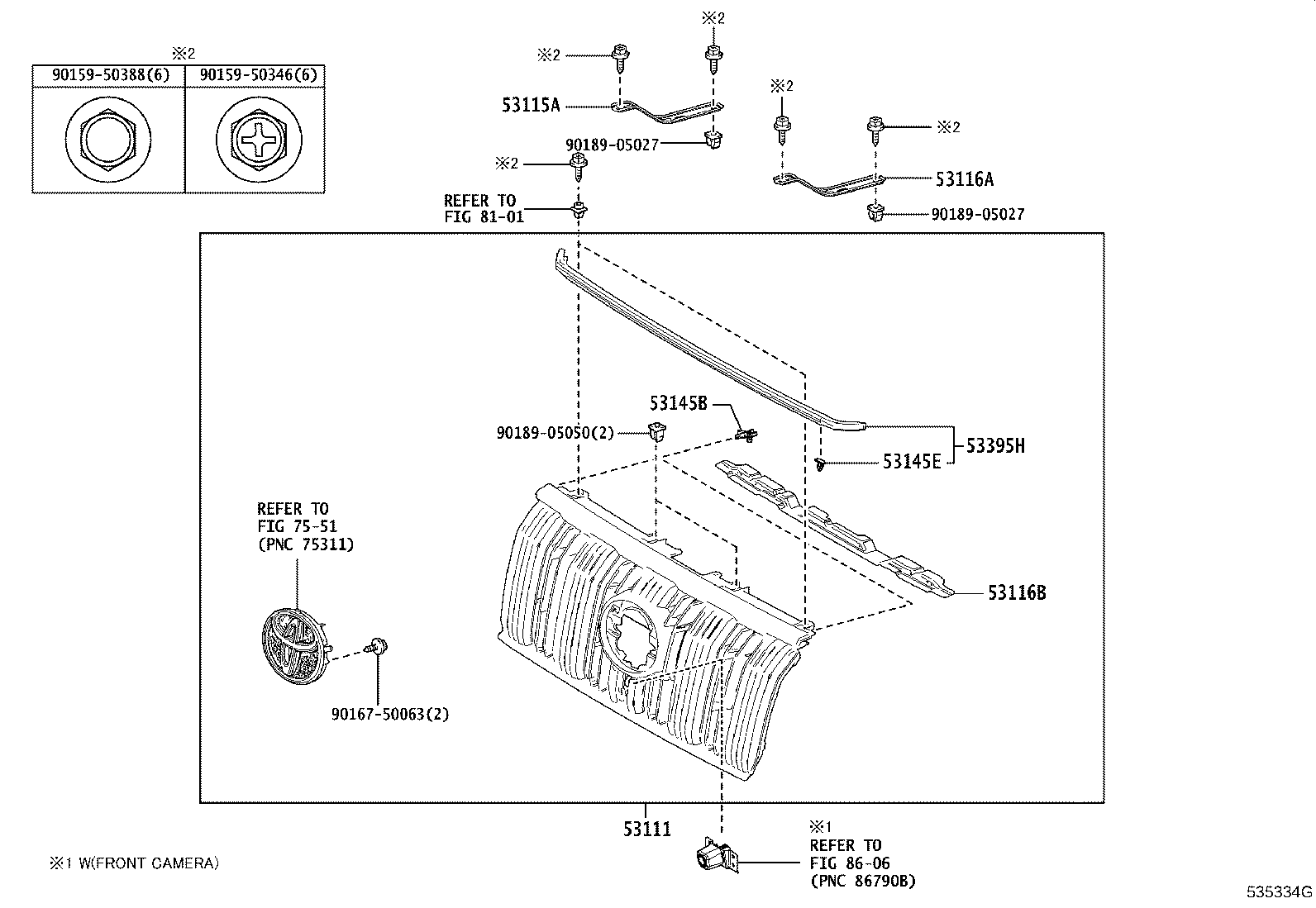53101-60952 GRILLE, RADIATOR product image