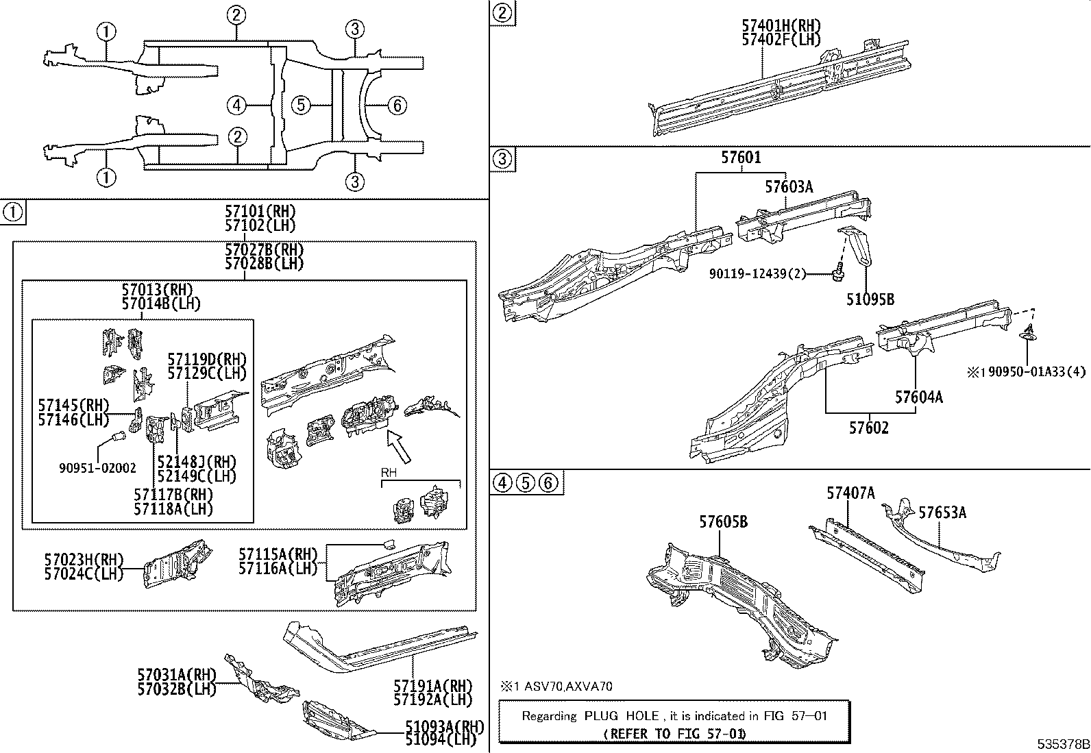 57101-33908 MEMBER SUB-ASSY, FRONT SIDE, RH product image