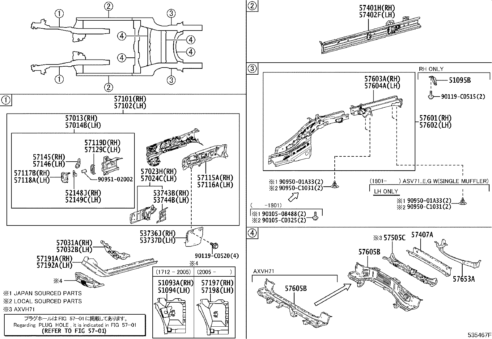 57102-06901 MEMBER SUB-ASSY, FRONT SIDE, LH product image