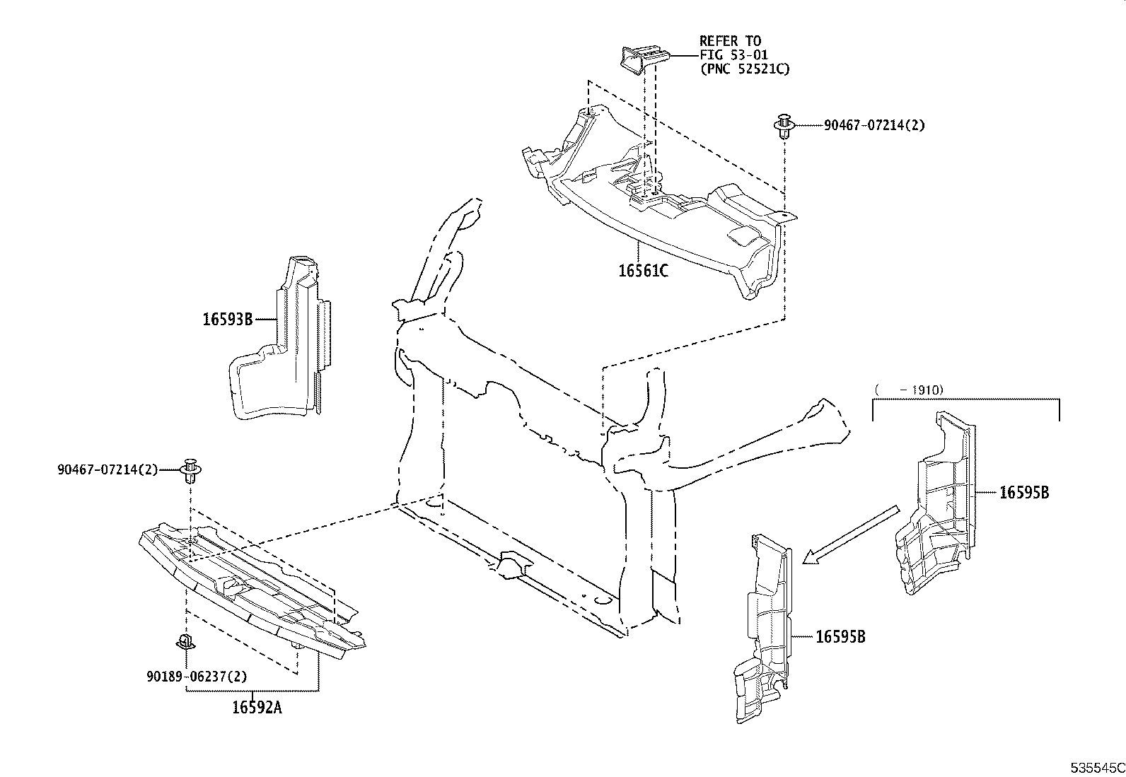 16595-37220 GUIDE, RADIATOR AIR, NO.1 LH product image