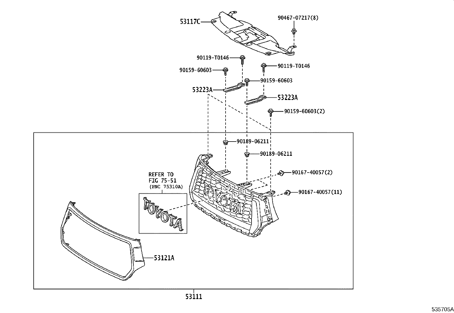 53100-0KB10 GRILLE, RADIATOR product image