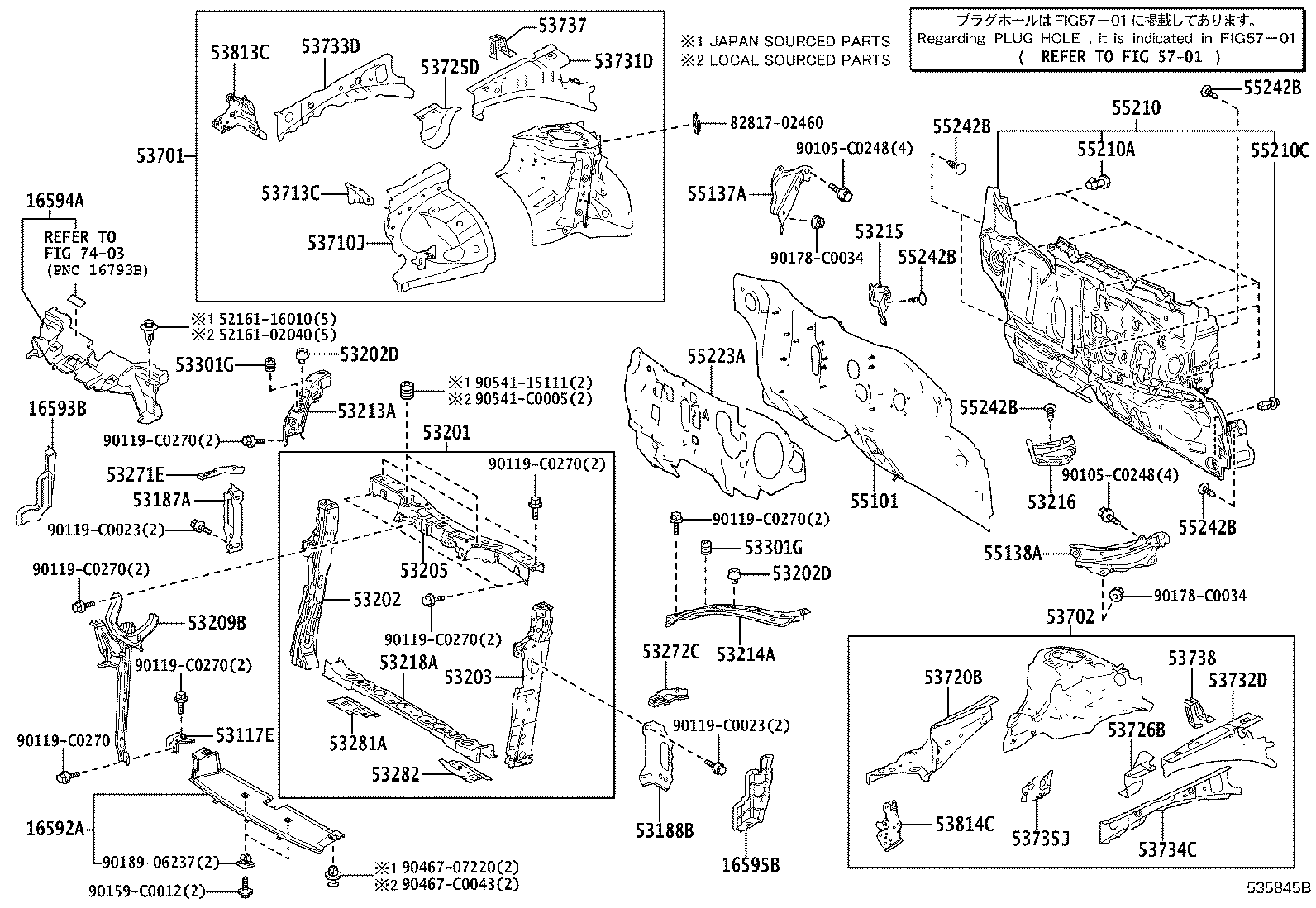 53209-02121 BRACE SUB-ASSY, HOOD LOCK SUPPORT product image