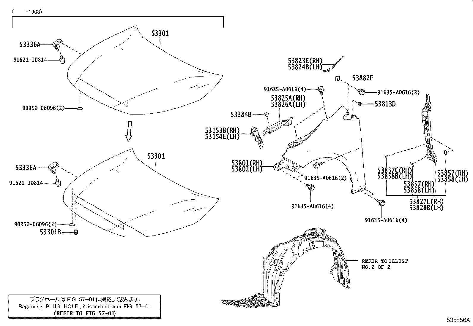 53827-12150 PROTECTOR, FRONT FENDER SIDE PANEL, RH product image
