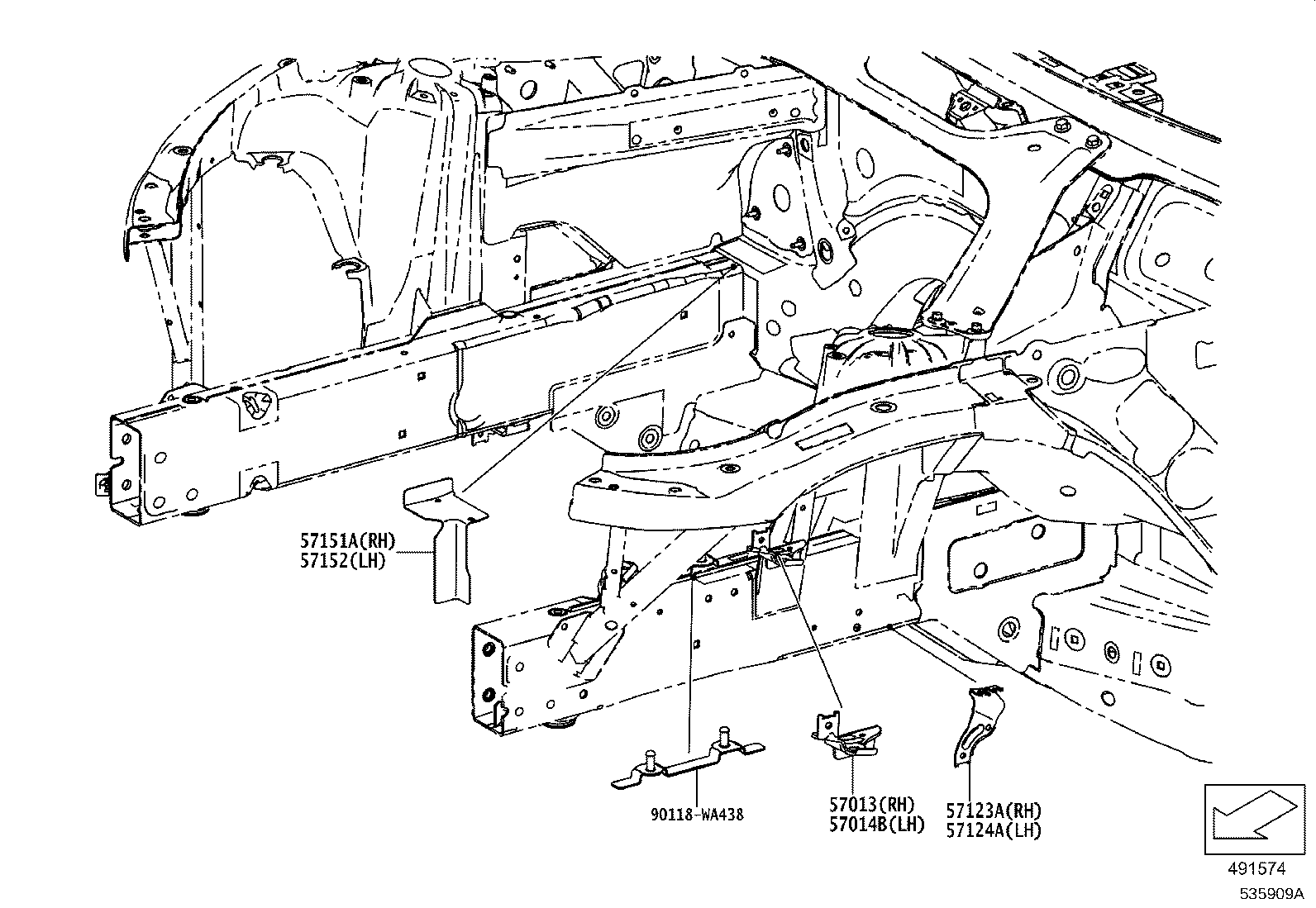 57102-WAA01 MEMBER SUB-ASSY, FRONT SIDE, LH product image