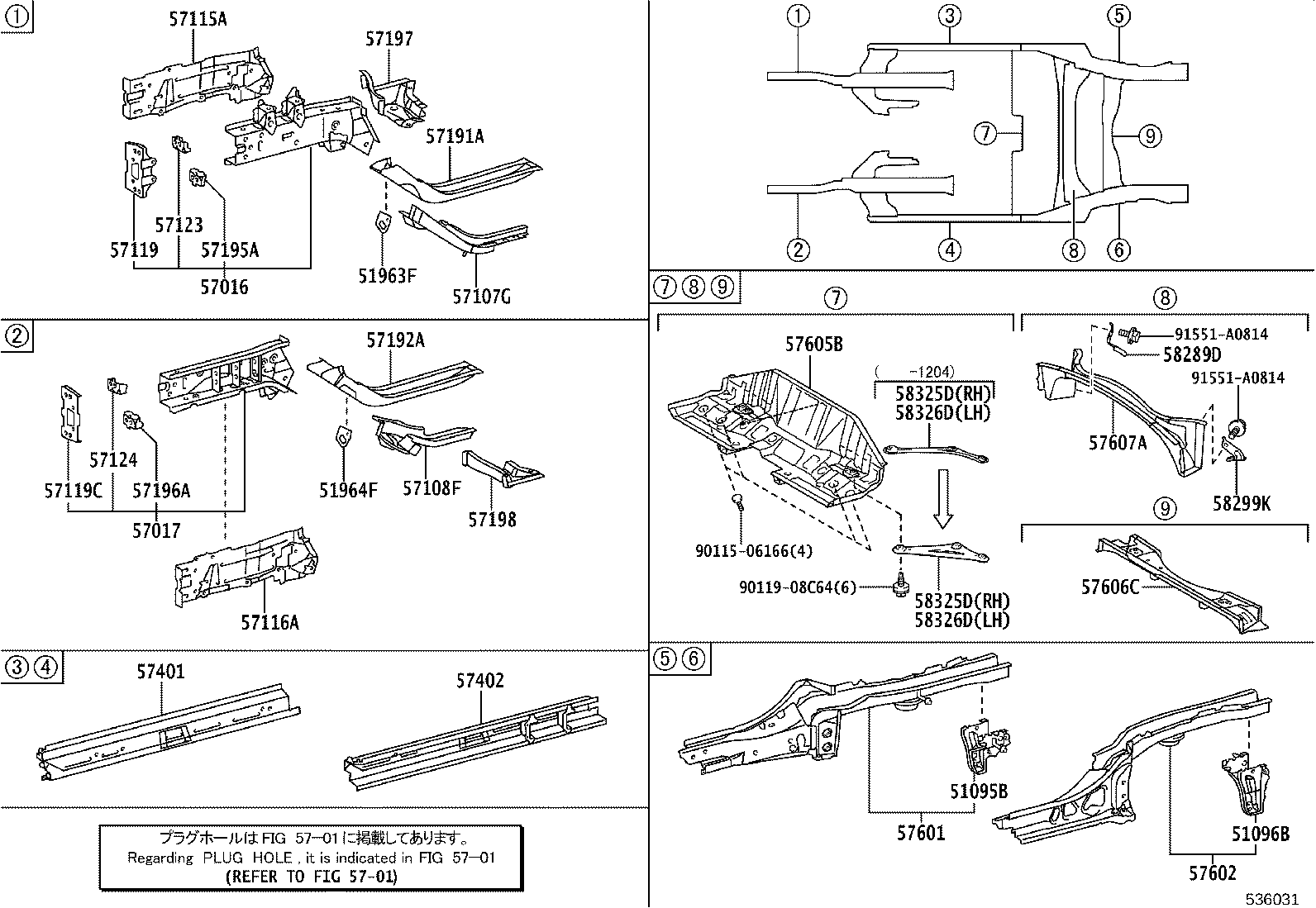 58252-52060 BRACE, REAR FLOOR PANEL, LH product image