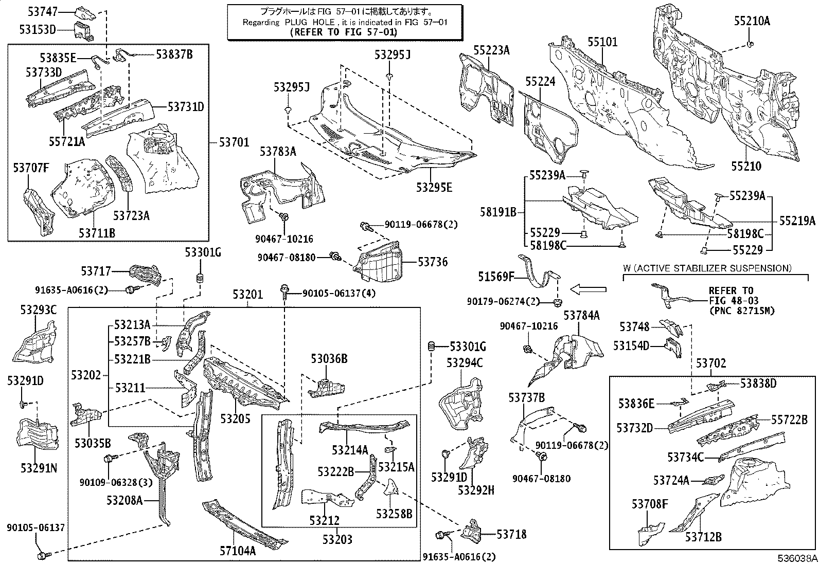 53021-48010 SUPPORT SUB-ASSY, HOOD LOCK product image