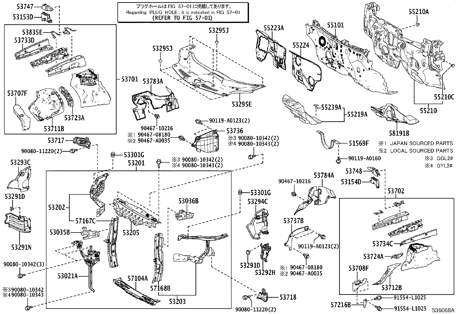 53153-0E040 GUIDE, RADIATOR GRILLE SIDE AIR, RH product image