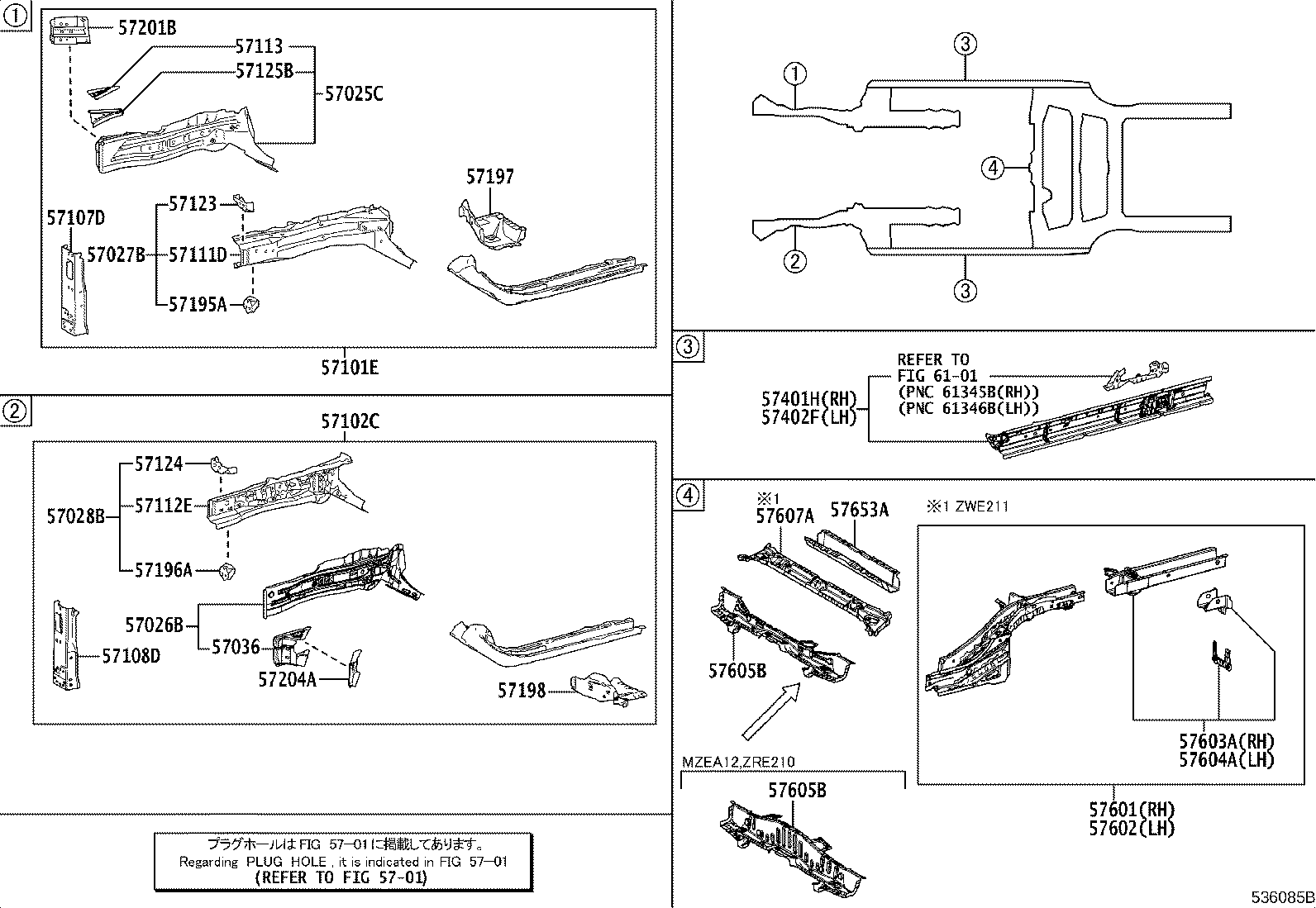 57102-02810 MEMBER SUB-ASSY, FRONT SIDE, INNER LH product image